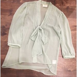 Urban Outfitters Long-sleeve Sheer Tie Blouse